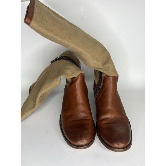 frye riding boots Women Size 6.5B Brown Leather Zipper - Picture 3 of 13